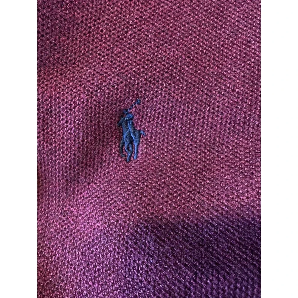 Polo Ralph Lauren Large Mens. Burgundy Red Knit Crew Neck Long Sleeve Sweater - Picture 3 of 7